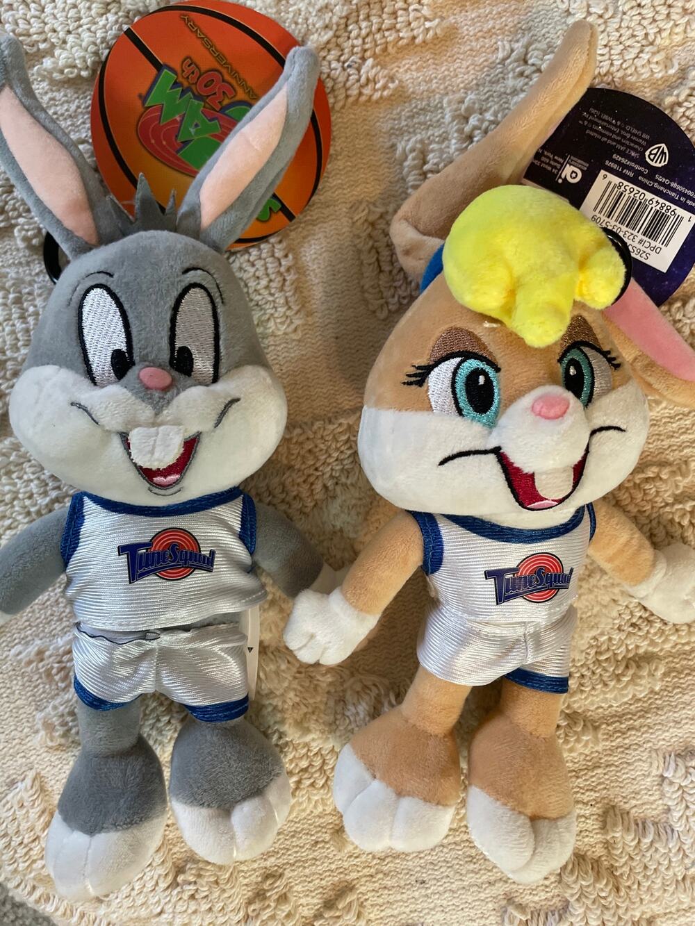 Space Jam 30th Anniversary Bugs & Lola 8" Plush With Bag Clip New